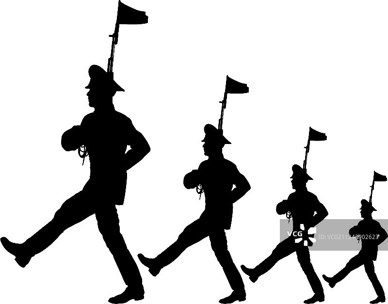 士兵持枪行进黑色剪影图片素材