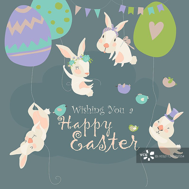 复活节兔子和彩蛋节日快乐图案图片素材