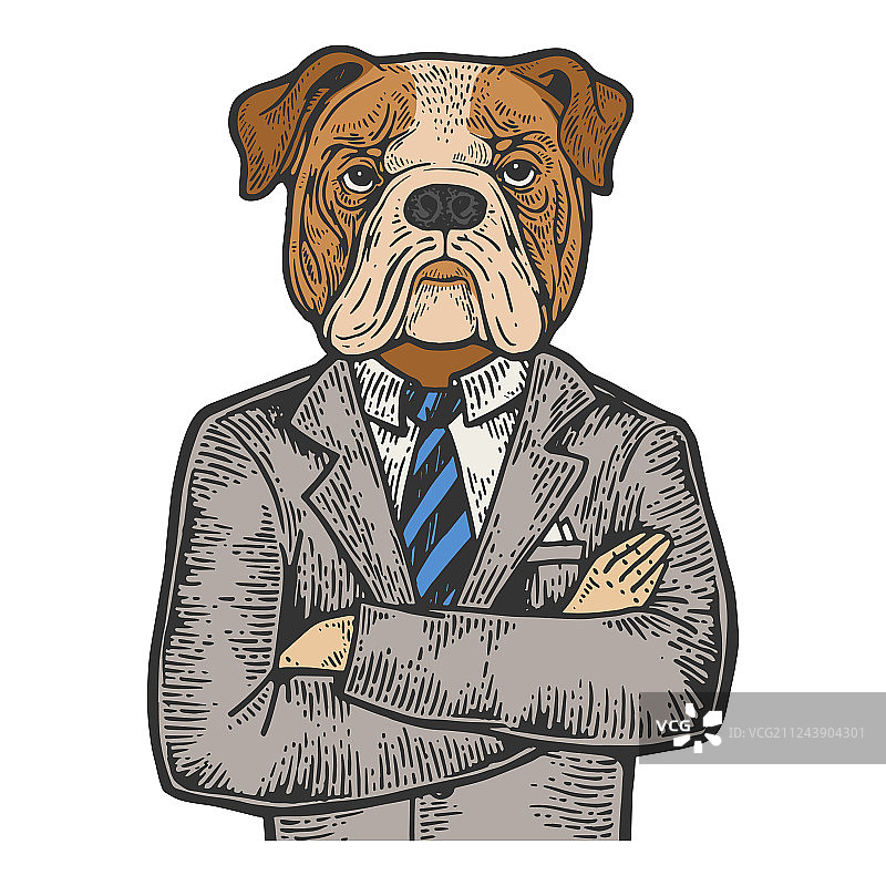 彩色雕刻的斗牛犬商人图片素材