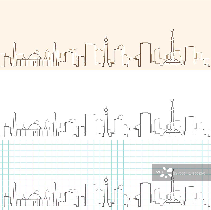 阿什哈巴德手绘天际线图片素材