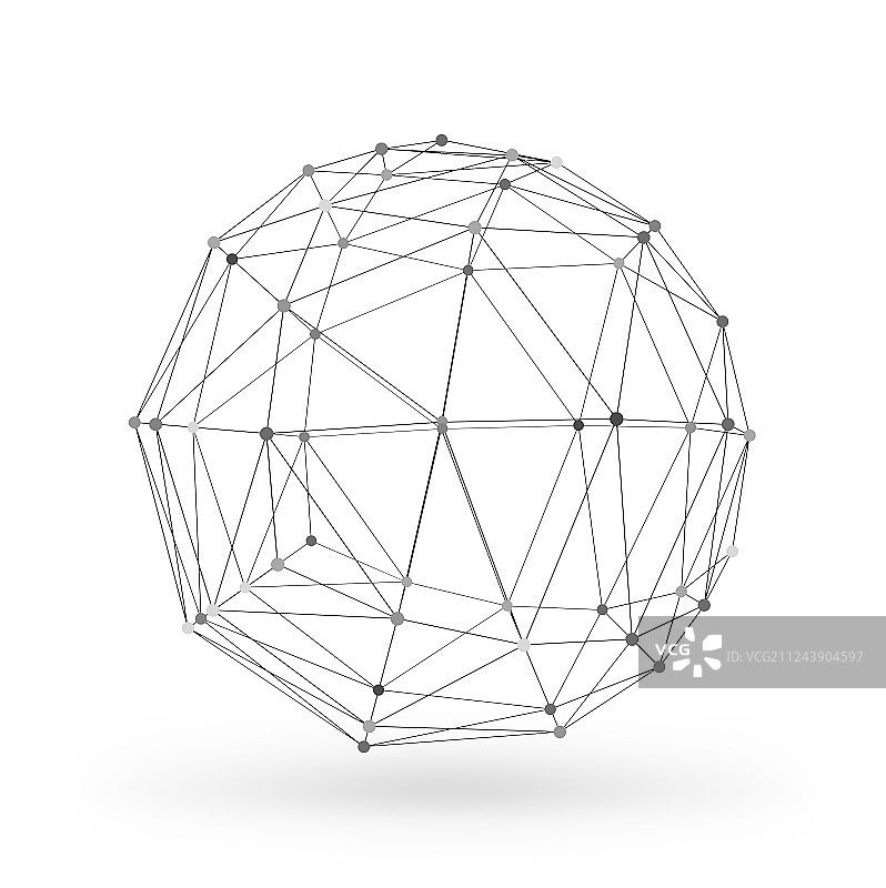 带有线框多边形几何元素球体图片素材