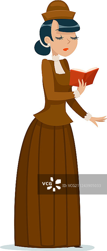 维多利亚风格女士阅读书籍复古图片素材