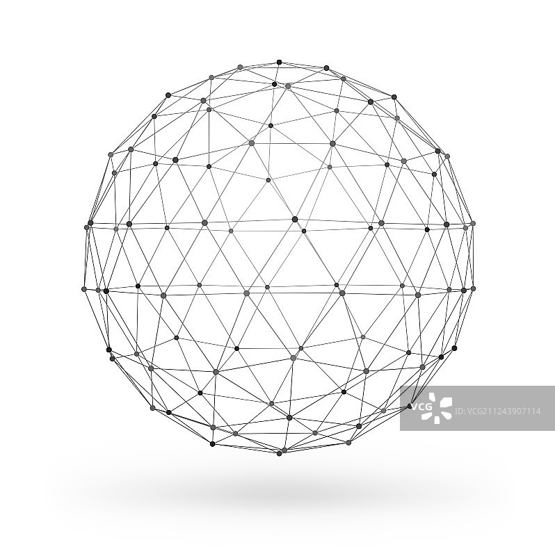 带有线框多边形几何元素球体图片素材