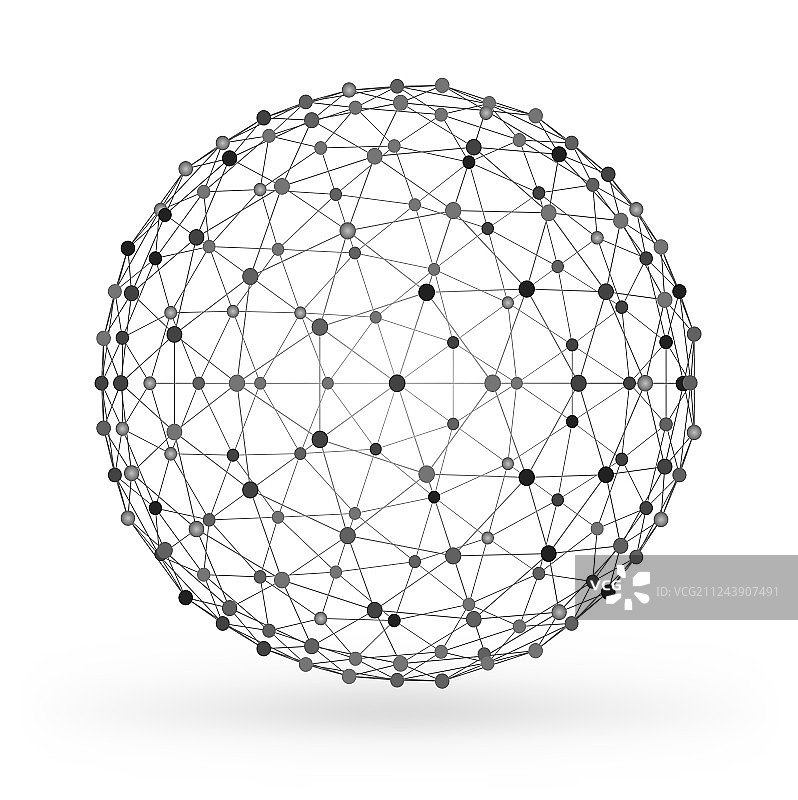 带有线框多边形几何元素球体图片素材