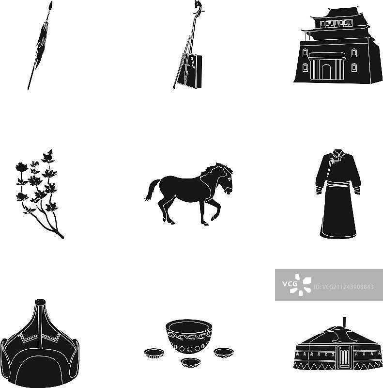 蒙古族民族特色图标集图片素材