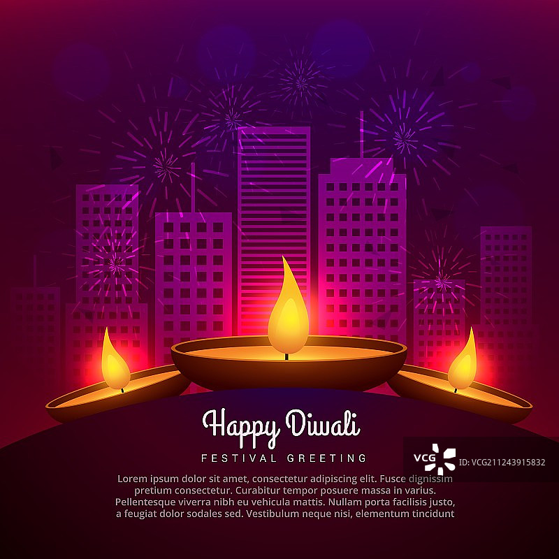 建筑前的排灯节油灯设计图片素材