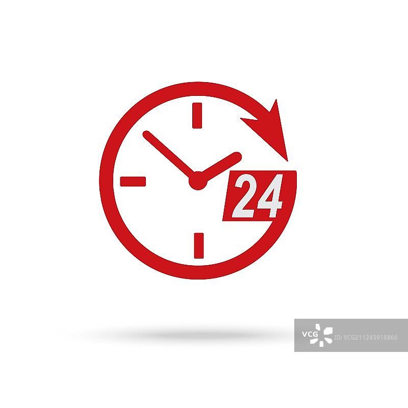 24小时援助红色时钟图标图片素材