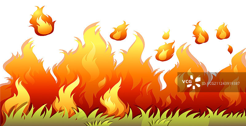 白色背景上的丛林大火火焰图片素材