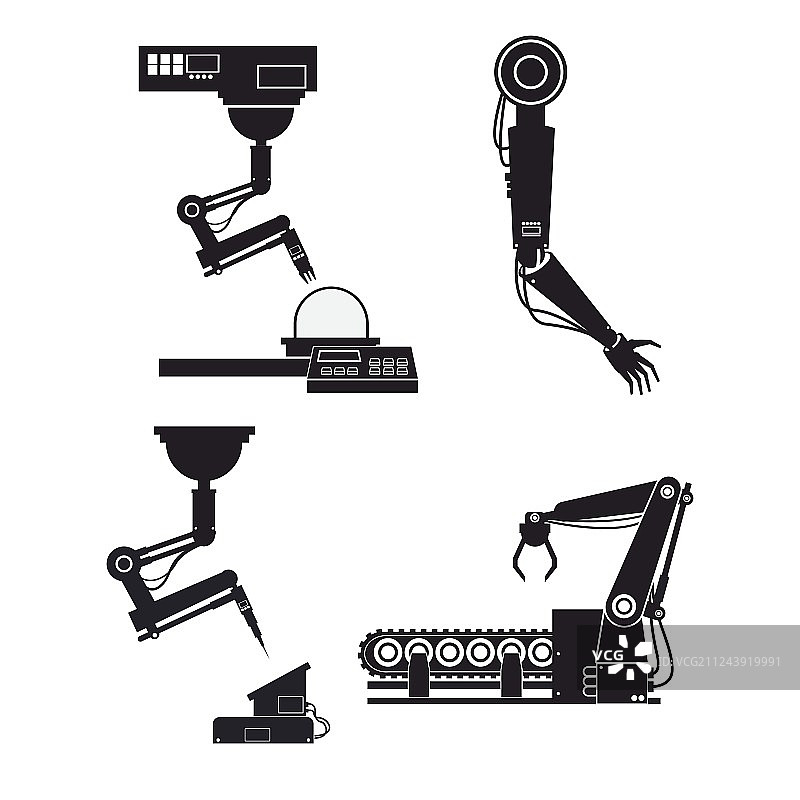 机器人工业设备剪影合集图片素材