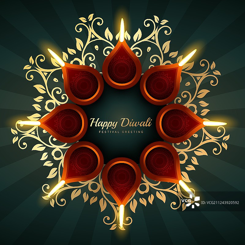 花卉排灯节问候背景设计图片素材