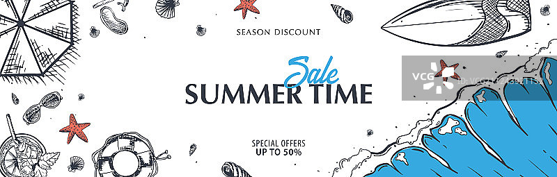 夏季海滩线性背景图片素材