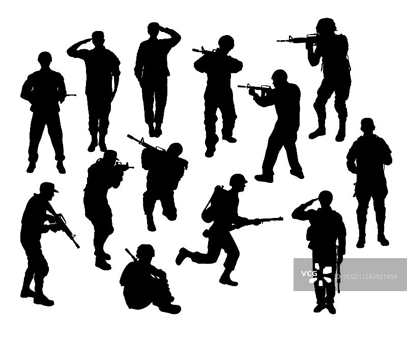 士兵轮廓剪影图片素材