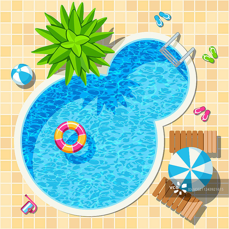休闲游泳池俯视图图片素材