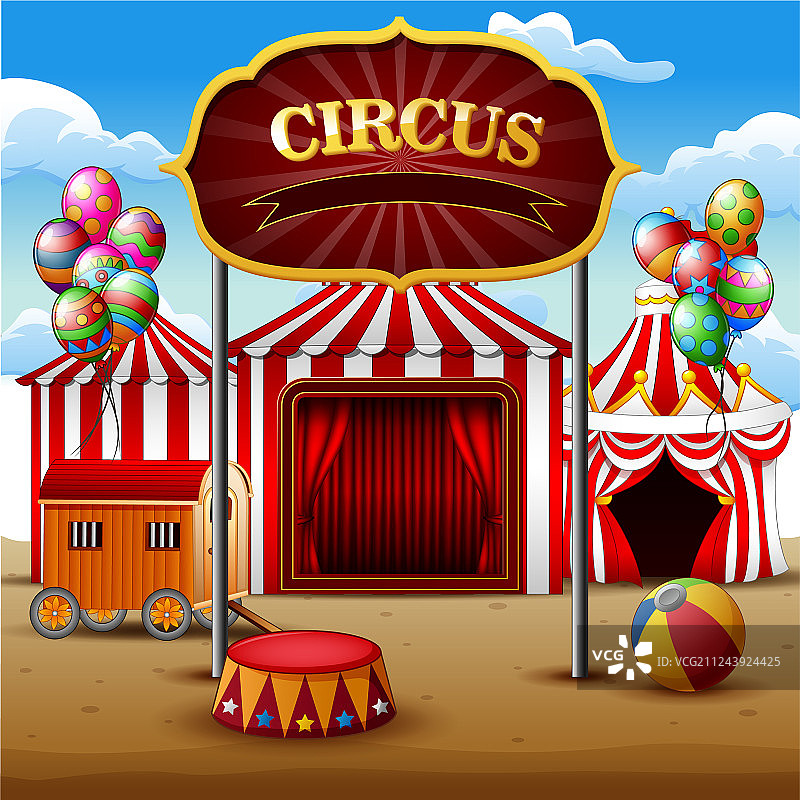 红白色大顶马戏团帐篷背景图片素材