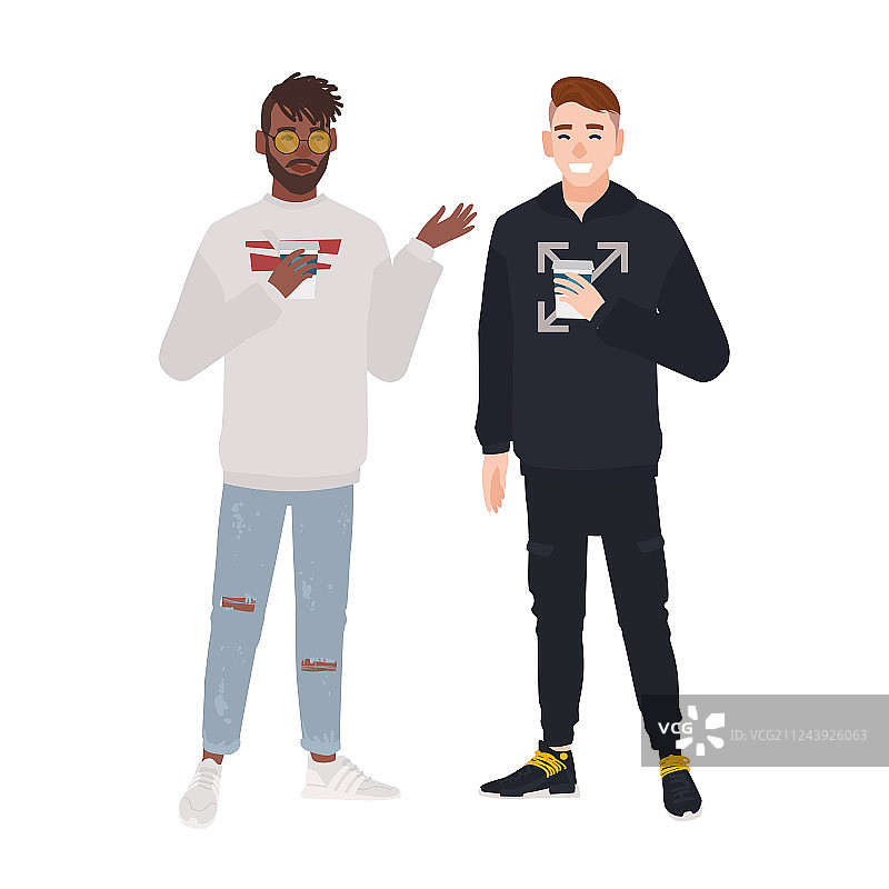 穿着休闲装的快乐男人们图片素材