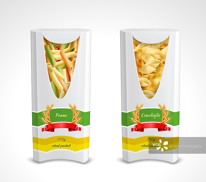 意面包装逼真图标集图片素材