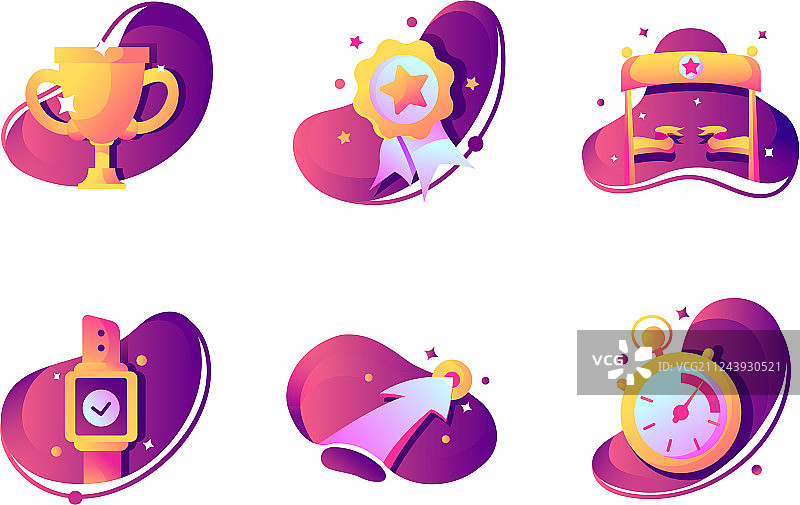 奖杯秒表冲刺图标合集图片素材