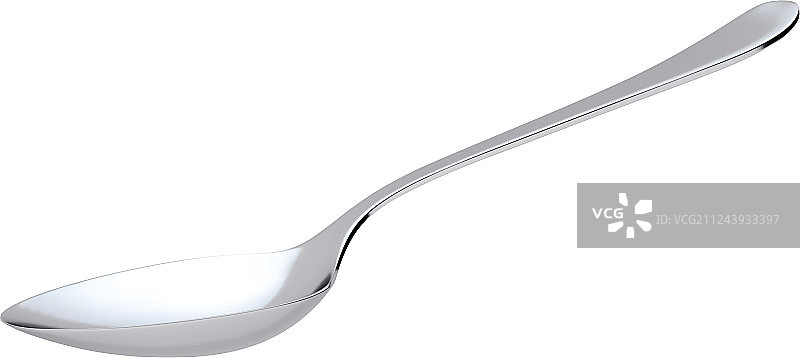 白色背景上的银勺3D模型图片素材