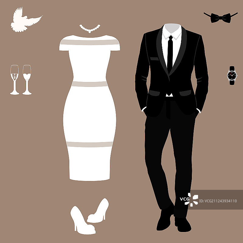 新娘礼服主题婚礼卡片图片素材