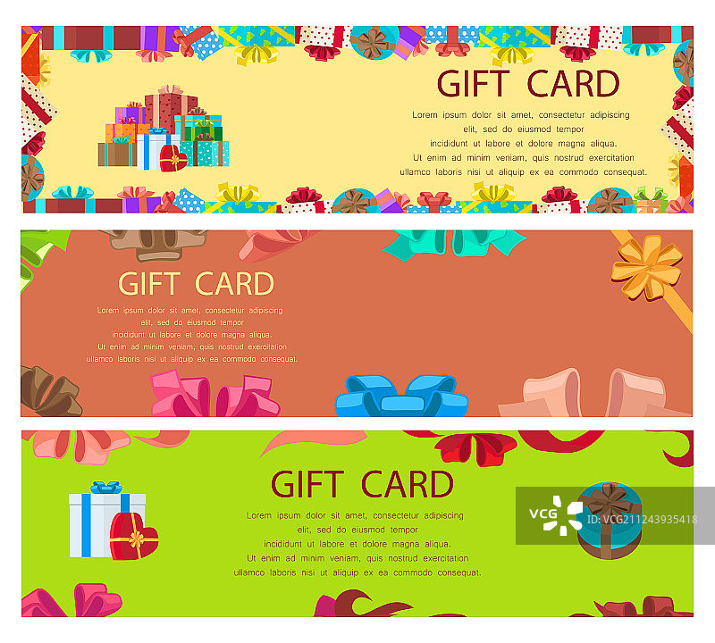 带框架和盒子的彩色礼品卡海报图片素材