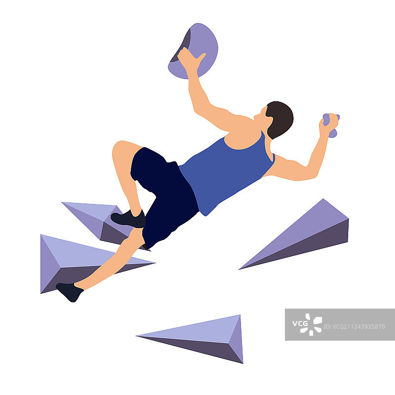 男人攀爬攀岩墙图片素材