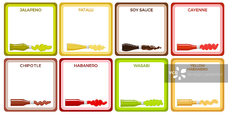 方形白色图标中的酱汁瓶合集图片素材