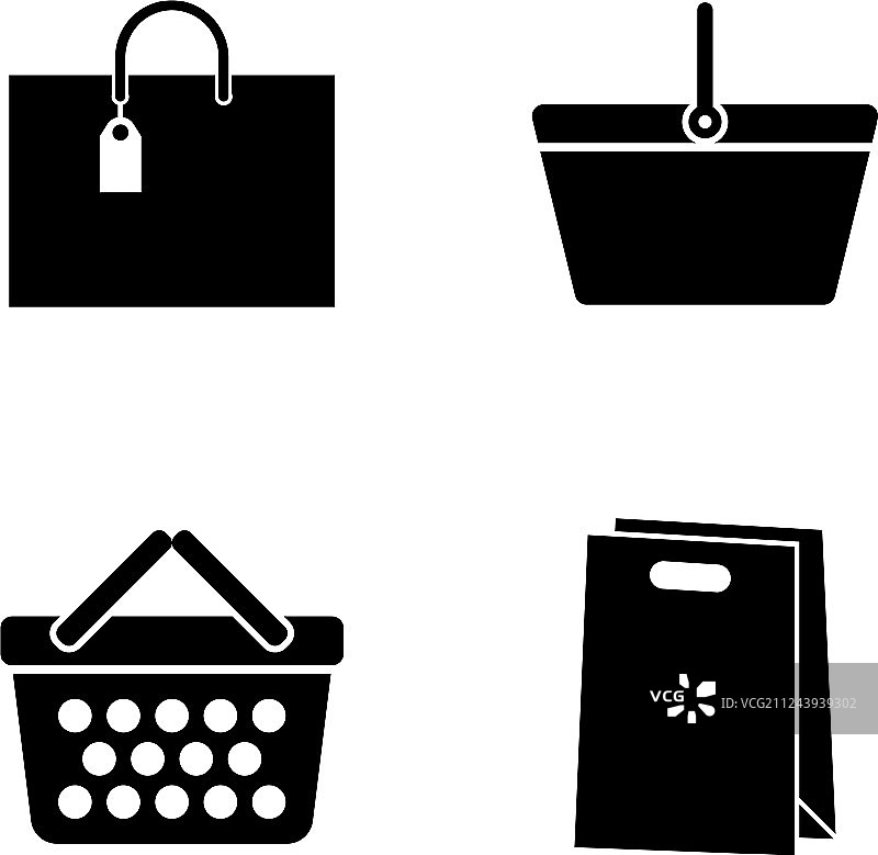 购物袋包装简约相关图标图片素材