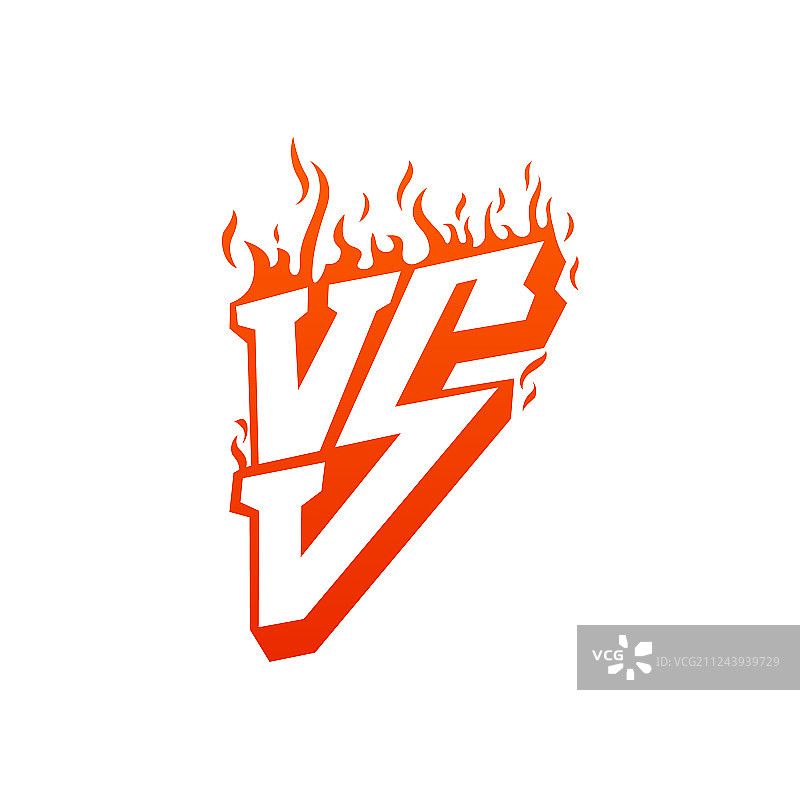 火焰框架和燃烧的VS字母图片素材
