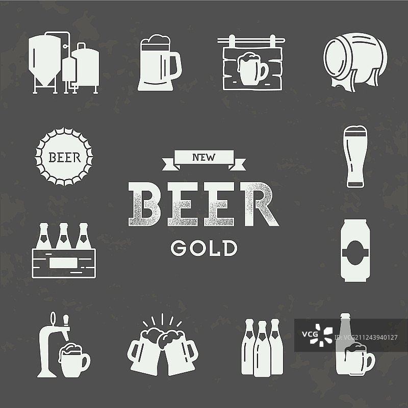 酒吧复古风格啤酒图标图片素材
