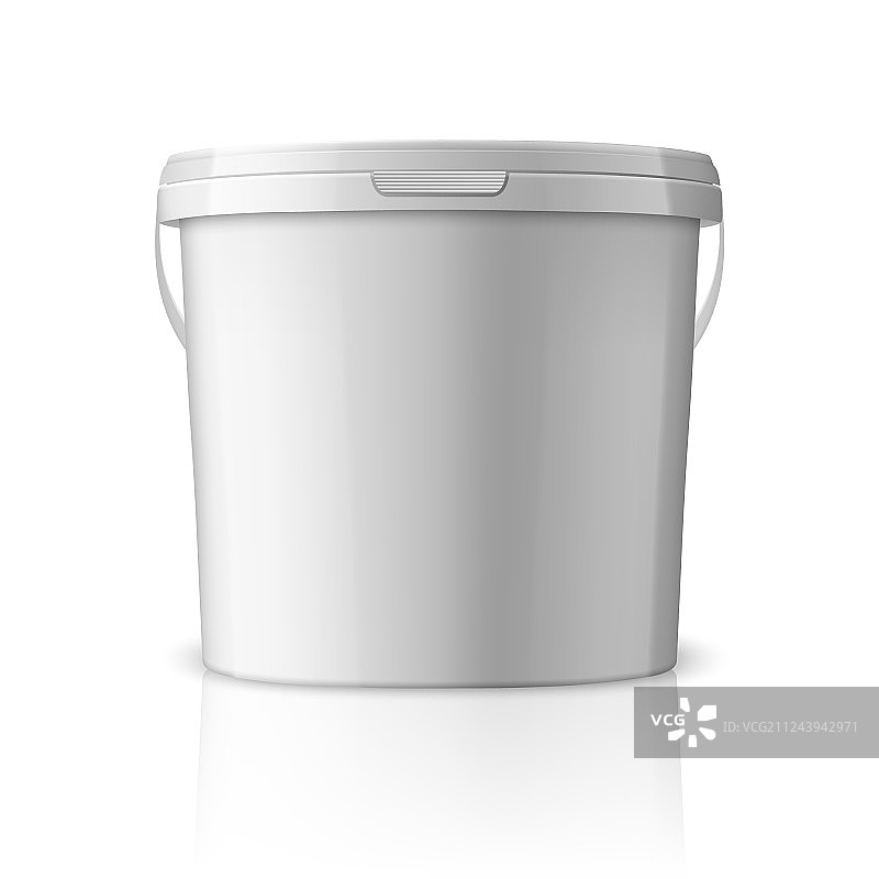 用于食物的逼真3D白色塑料桶图片素材