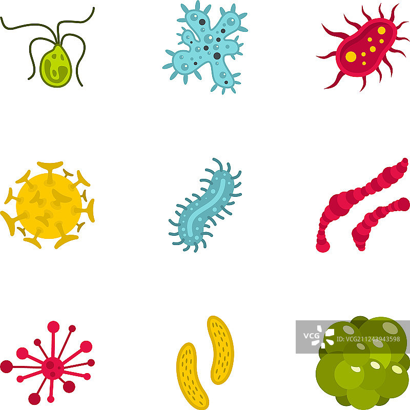 病毒图标集扁平风格图片素材