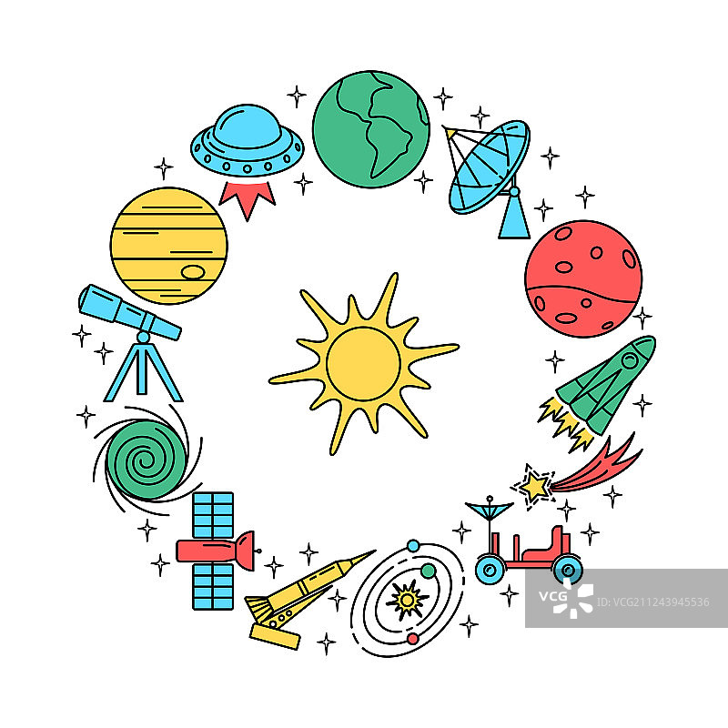 细线条太空元素圆形概念banner图片素材