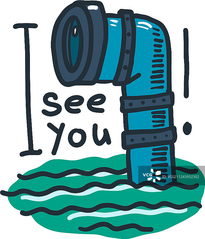 手绘风格的潜望镜图标图片素材