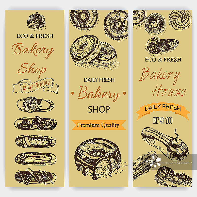 复古烘焙店卡片速写图片素材