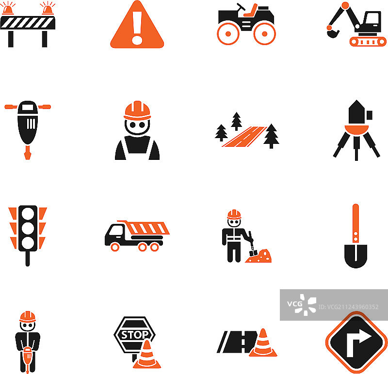 道路维修图标合集图片素材