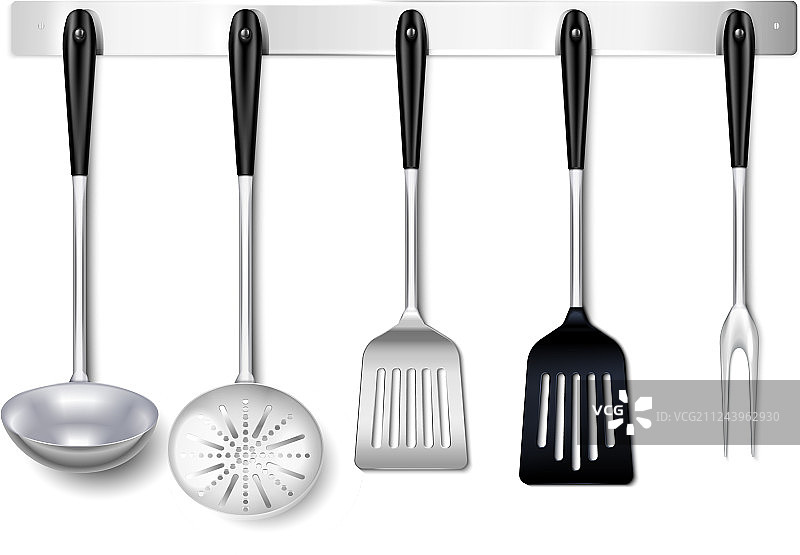 写实烹饪工具架图片素材