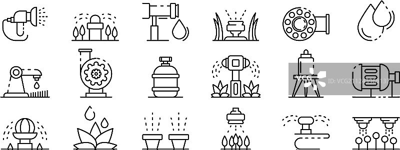 灌溉系统图标设置轮廓样式图片素材