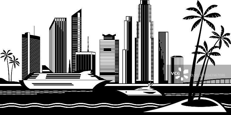 从海上看迈阿密图片素材