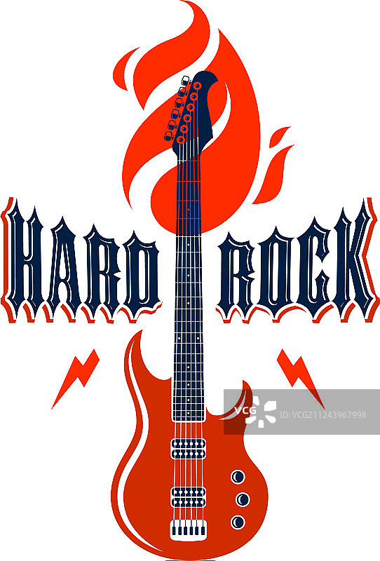 带电吉他标志的硬摇滚标志图片素材