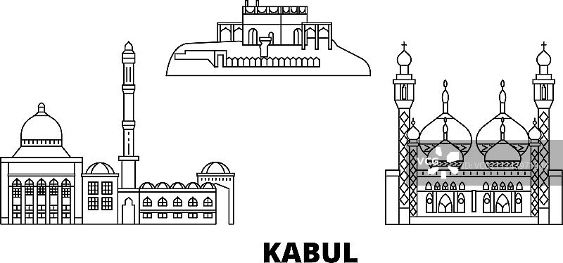 阿富汗喀布尔城市天际线剪影图片素材