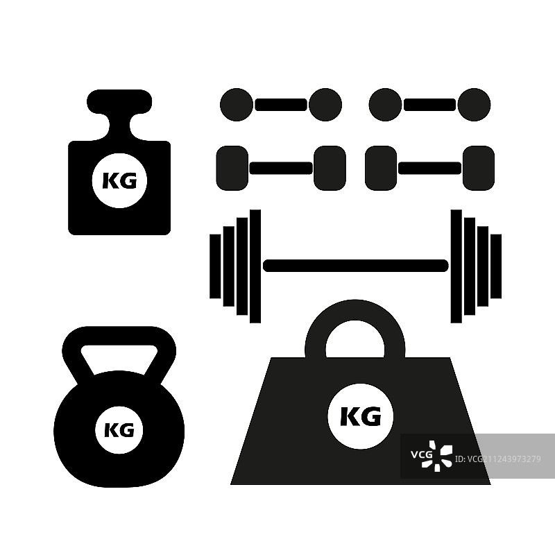 哑铃轮廓单色重量套装图片素材
