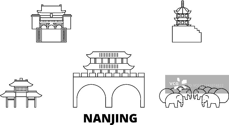 中国南京城市天际线旅行设计图片素材