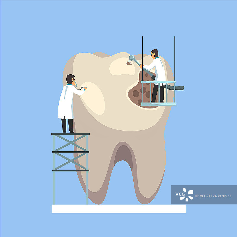 两名小男医生治疗和清洁巨人图片素材