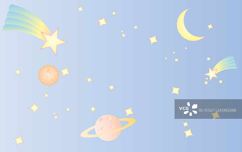 蓝色粉彩星星空间可爱图案图片素材