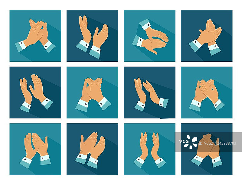 鼓掌扁平图标集图片素材