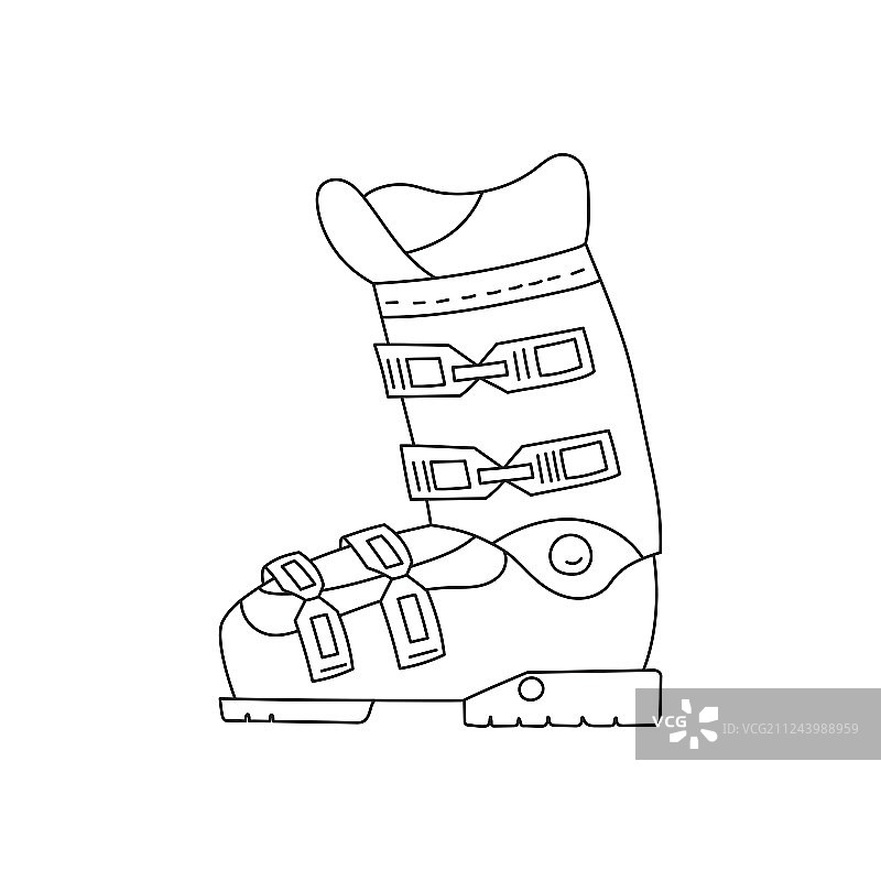 滑雪靴手绘线条图标图片素材