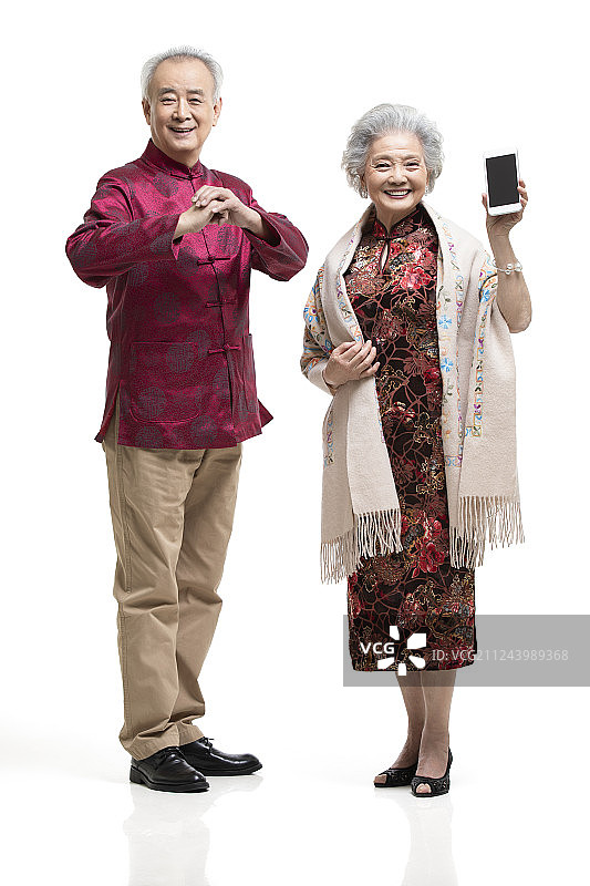 快乐的老年夫妇拜年图片素材