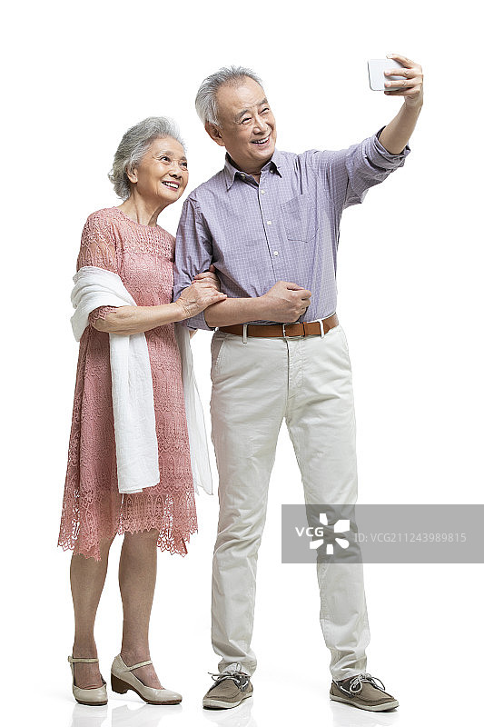 快乐的老年夫妇自拍图片素材