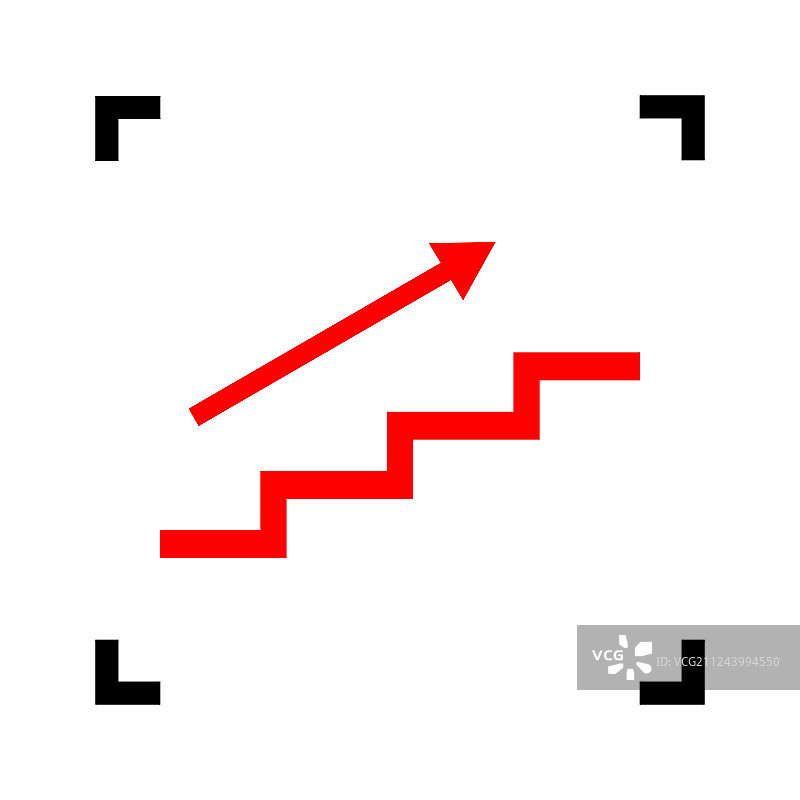 楼梯与箭头红色图标内黑色图片素材