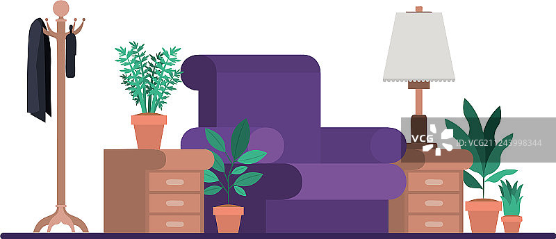 带衣帽架的客厅场景图片素材